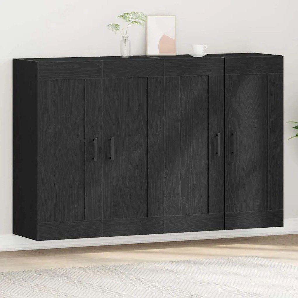 vidaXL Ντουλάπα τοίχου Επιτοίχιο 2 pcs Μαύρη δρυς 160 x 34 x 90 εκ