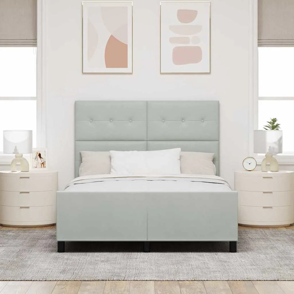 vidaXL Σκελετός Κρεβατιού Ανοιχτό γκρι 160 x 200 cm Βελούδο