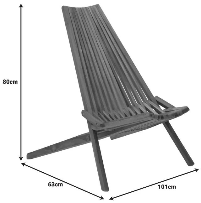 Πολυθρόνα Phoenox πτυσσόμενη φυσικό teak ξύλο 101x63x80εκ