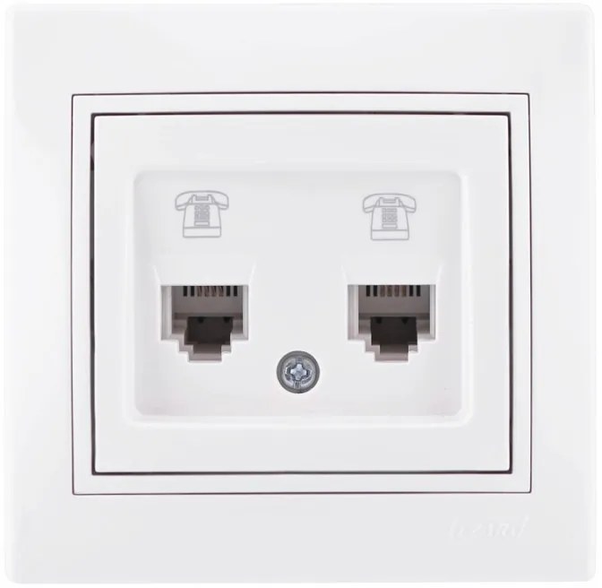 Lezard Πρίζα Τηλεφώνου RJ11 1X4P με 2 Εξόδους Λευκό Mira (Πλήρης) 701.0202138