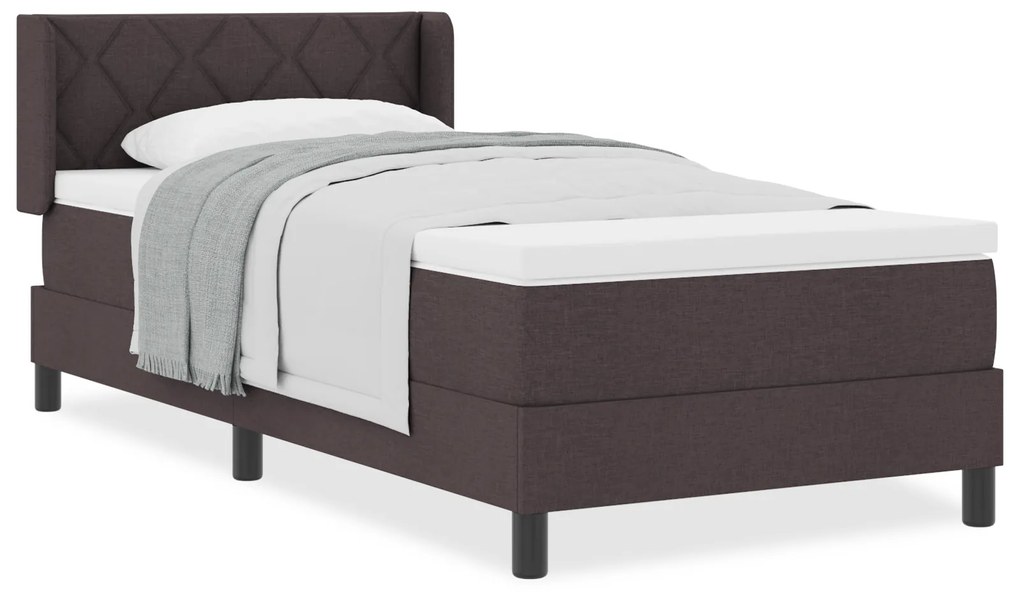 vidaXL Κρεβάτι με ελατήρια Σκούρο Καφέ 90 x 200 cm Ύφασμα και αφρός
