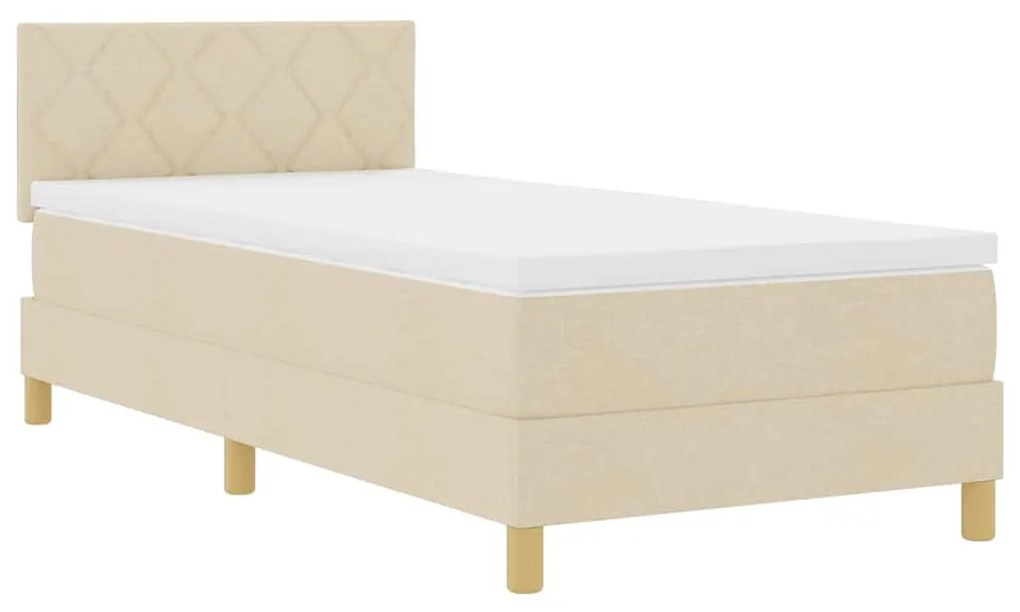vidaXL Κρεβάτι box spring με στρώμα με στρώμα Κρεμ 100 x 200 cm ύφασμα