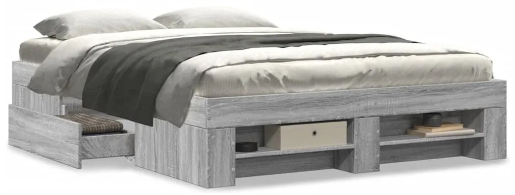 vidaXL Πλαίσιο Κρεβατιού Γκρι Sonoma 120 x 190 εκ. Επεξεργασμένο Ξύλο