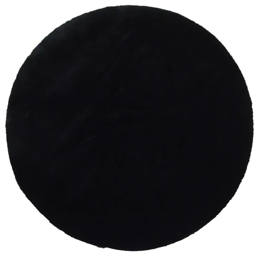 Στρογγυλό Χαλί Γούνινο (Φ160) New Plan Puffy FC9 Black