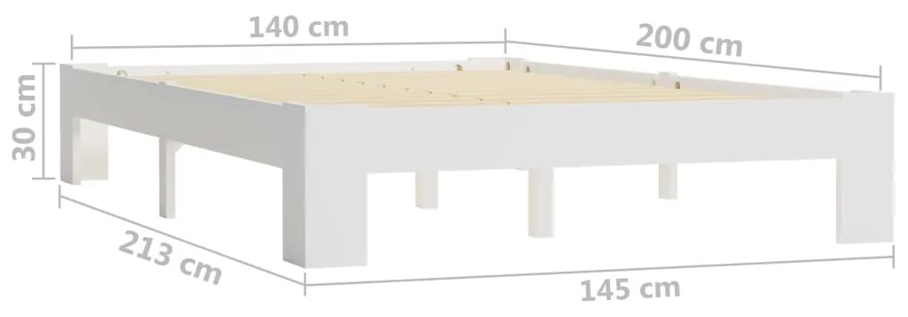 vidaXL Πλαίσιο Κρεβατιού Λευκό 140 x 200 εκ. από Μασίφ Ξύλο Πεύκου