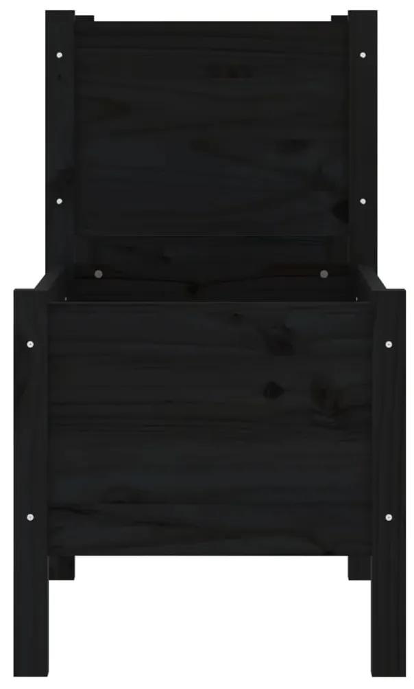 Ζαρντινιέρα Μαύρη 245,5x44x75 εκ. από Μασίφ Ξύλο Πεύκου - Μαύρο