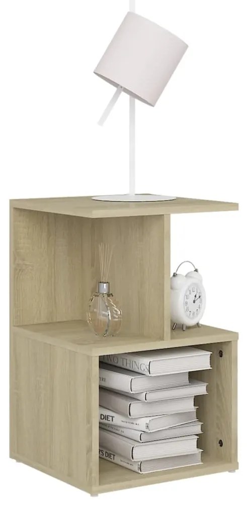 vidaXL Κομοδίνα 2 τεμ. Sonoma Δρυς 35 x 35 x 55 εκ. από Επεξ. Ξύλο