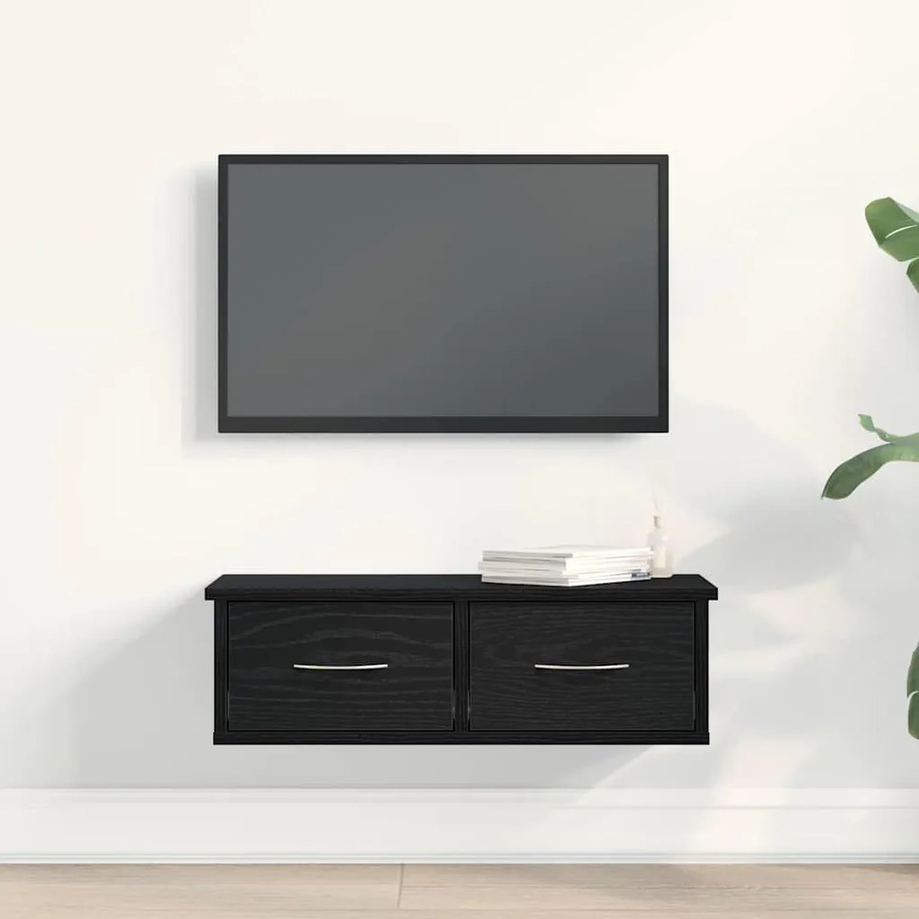 vidaXL Ντουλάπα Τοίχου Μαύρη δρυς 60 x 26 x 18.5 εκ Επεξεργασμένο ξύλο