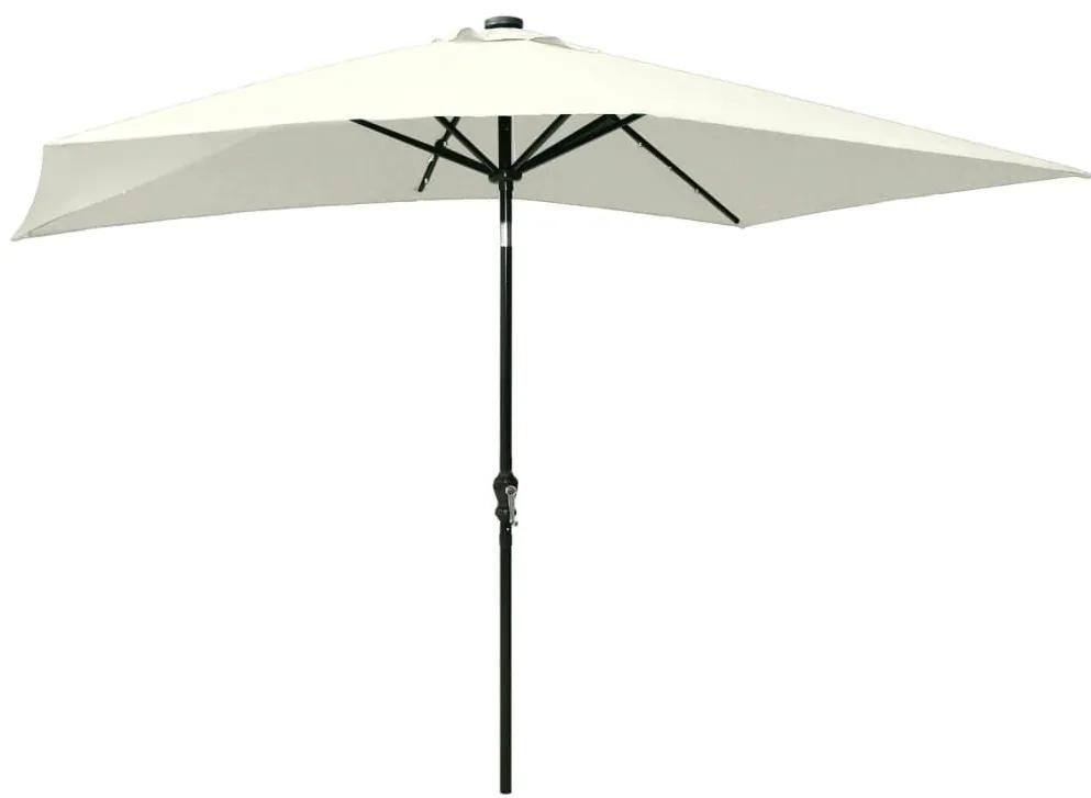 Ομπρέλα Χρώμα Άμμου 2 x 3 μ. με LED και Ατσάλινο Ιστό - Μπεζ