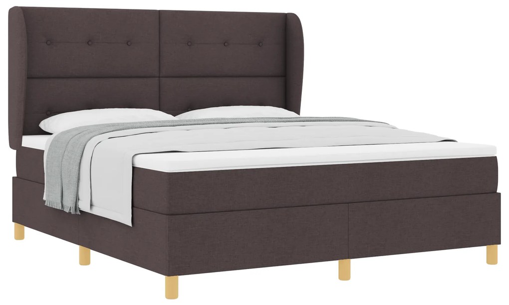 vidaXL Κρεβάτι Box Spring με Στρώμα Σκούρο Καφέ 180x200 εκ Ύφασμα