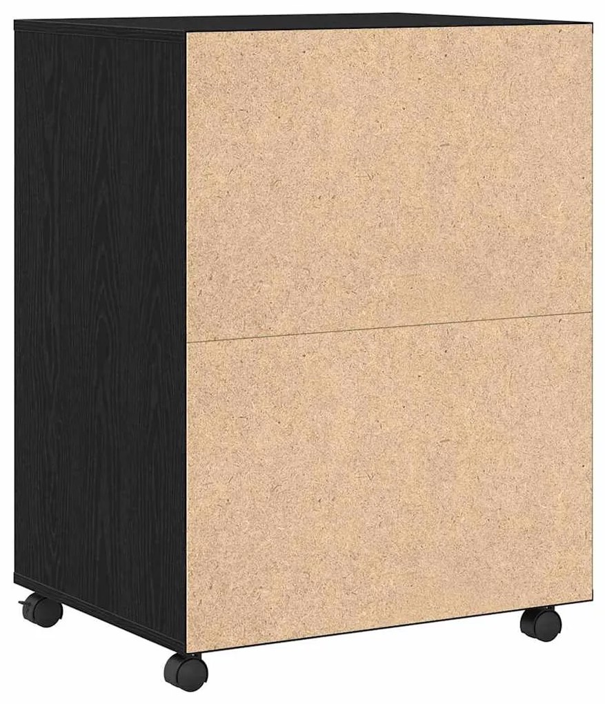 vidaXL Ντουλαπιού με ράφι με τροχούς Μαύρη Οξυά 60 x 48 x 74.5 εκ