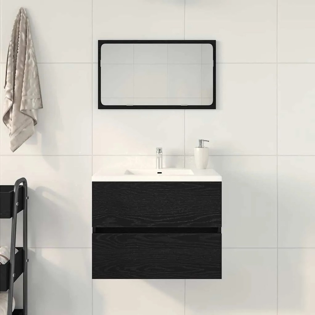 vidaXL Ντουλάπι Νεροχύτη με συρτάρι Μαύρη Οξυά 60 x 38.5 x 45 cm