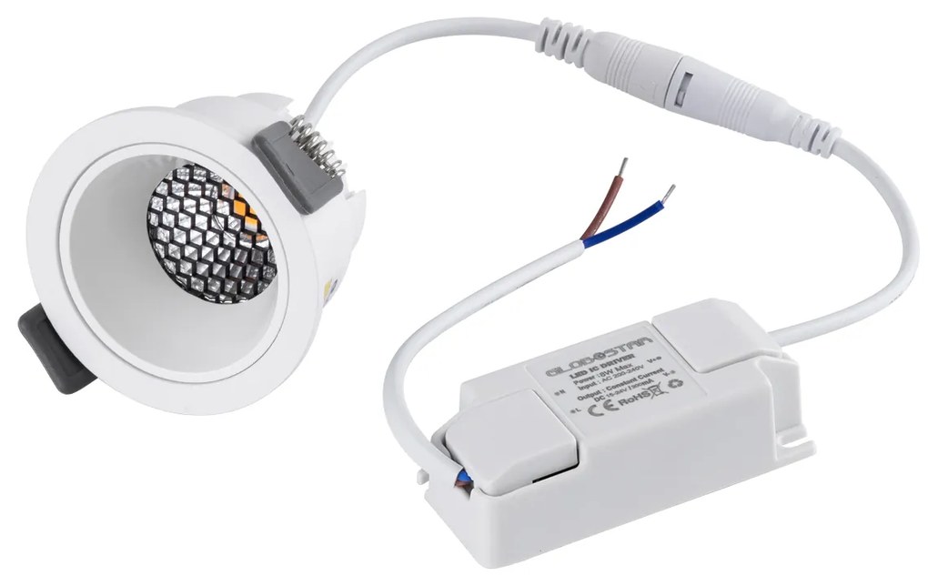 GloboStar® PLUTO-S 60248 Χωνευτό LED Spot Downlight TrimLess Φ6.4cm 7W 910lm 38° AC 220-240V IP20 Φ6.4 x Υ4.9cm - Στρόγγυλο - Λευκό &amp; Anti-Glare HoneyComb - Φυσικό Λευκό 4500K - Bridgelux COB - 5 Years Warranty