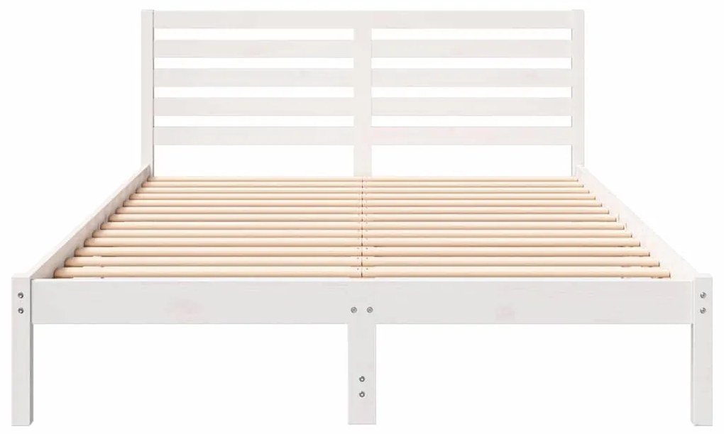 vidaXL Σκελετός Κρεβατιού Λευκό 140 x 210 cm Μασίφ ξύλο πεύκου