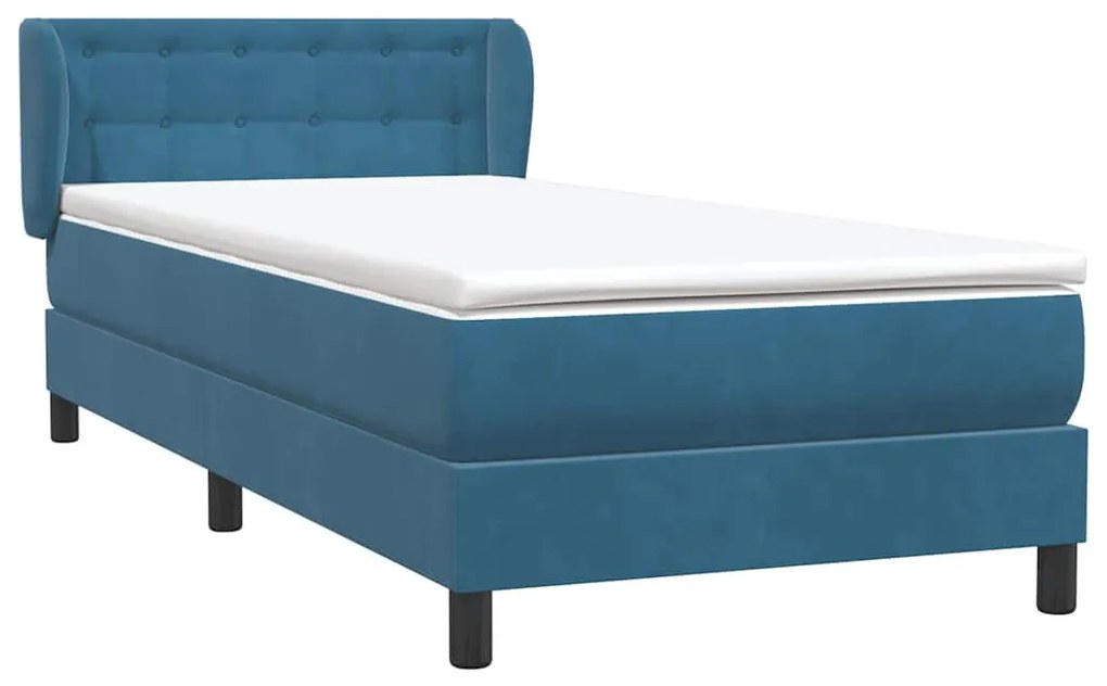 vidaXL Κρεβάτι Boxspring με Στρώμα Σκούρο Μπλε 80x220 εκ. Βελούδινο