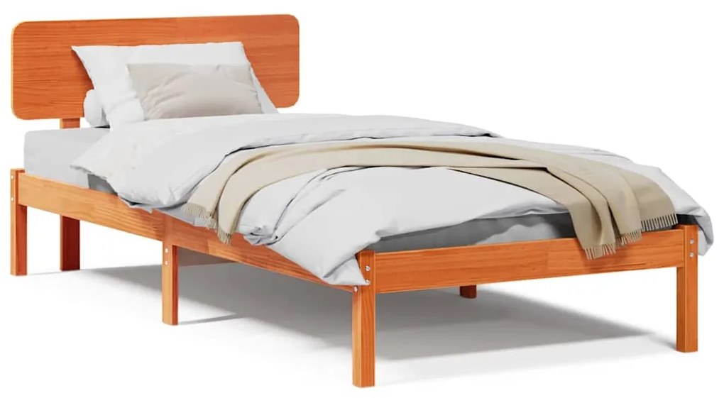 vidaXL Σκελετός Κρεβατιού Κερωτό καφέ 75 x 190 cm Στερεά ξυλεία πεύκου