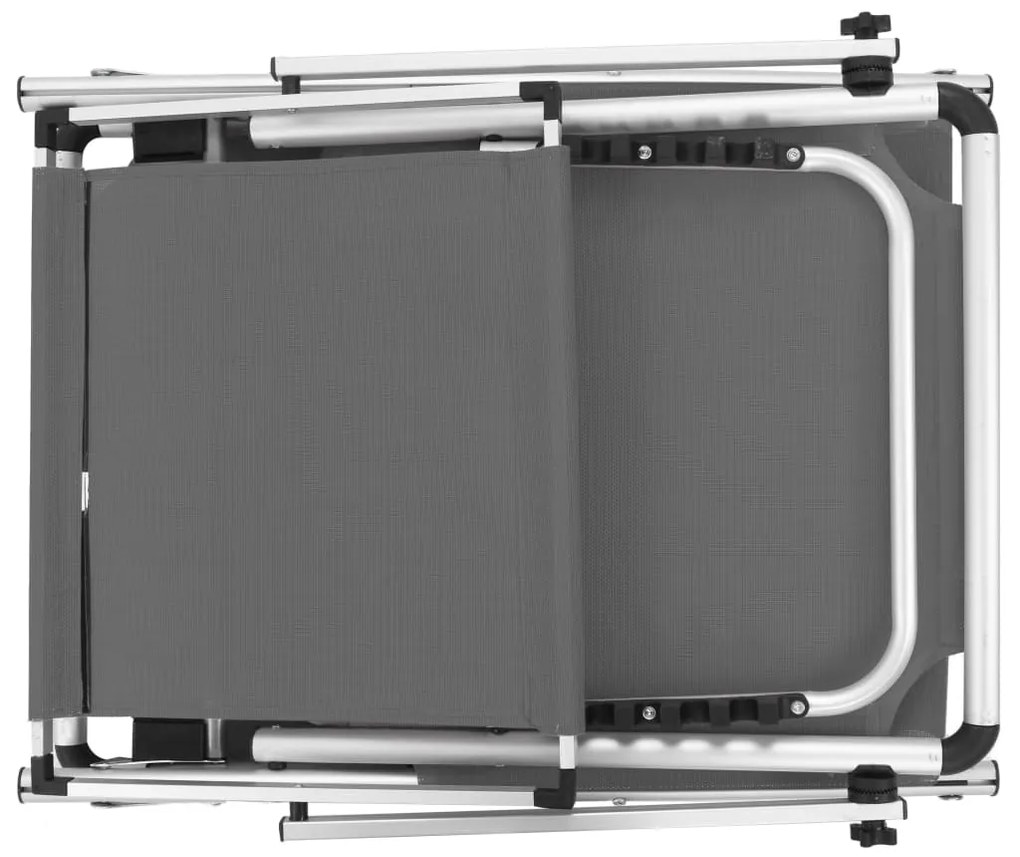 vidaXL Ξαπλώστρα Πτυσσόμενη Γκρι από Αλουμίνιο/Textilene με Σκίαστρο