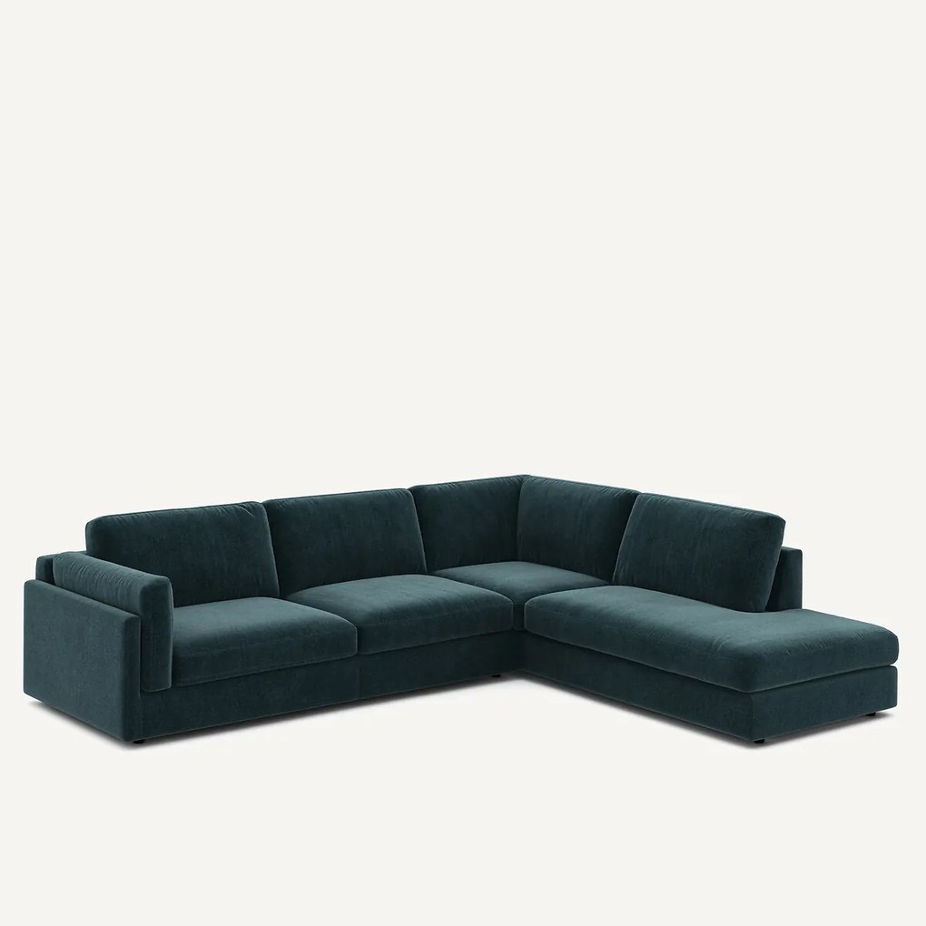 Γωνιακός καναπές-σεζλόνγκ βελούδο chenille, César