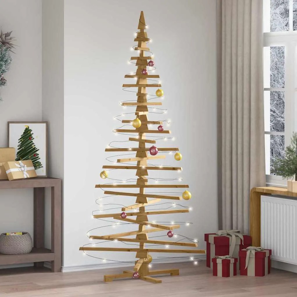 vidaXL Ξύλινο Χριστουγεννιάτικο Δέντρο Καφέ 210 cm Μασίφ ξύλο πεύκου
