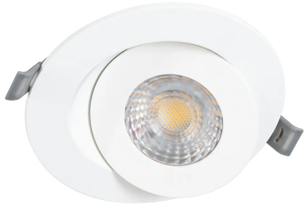 GloboStar® LEXIS JOINT 60991 Χωνευτό LED Κινούμενο Spot Downlight 7W 660lm 45° AC 220-240V IP44 Φ12cm x Υ3.1cm - Στρόγγυλο - Λευκό - Θερμό Λευκό 2700K - Bridgelux Chip - TÜV Certified Driver - 5 Years Warranty