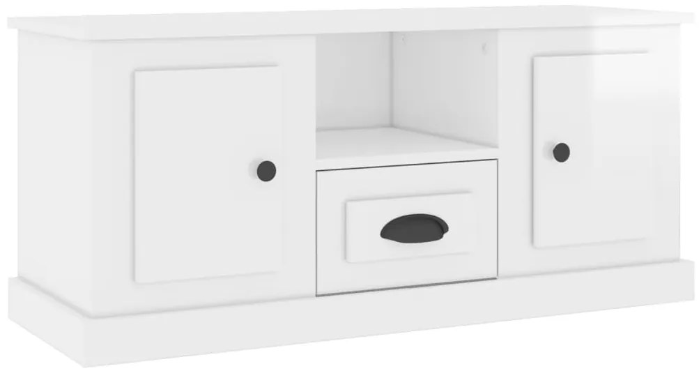 vidaXL Έπιπλο Τηλεόρασης Γυαλ. Λευκό 100x35,5x45εκ. Επεξεργασμένο Ξύλο