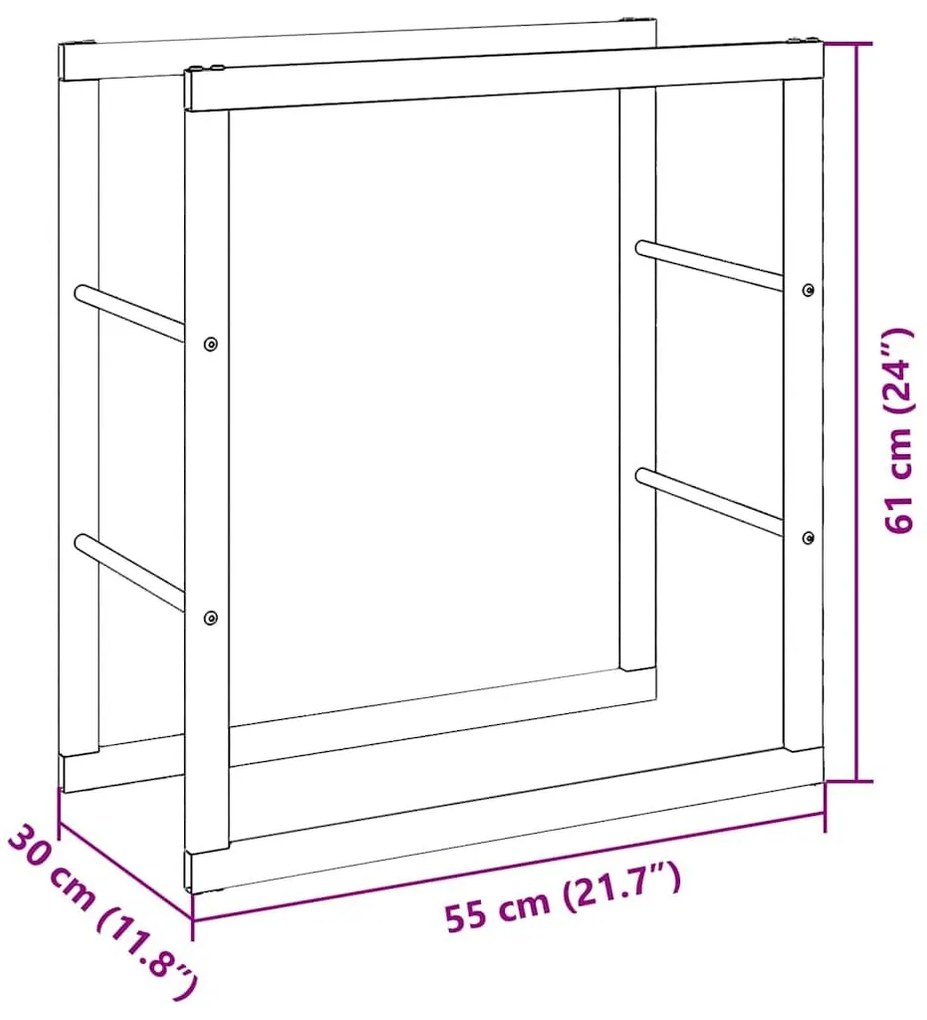 Ράφι Καυσόξυλων Μαύρο 55x30x61 εκ. Ατσάλινο - Μαύρο