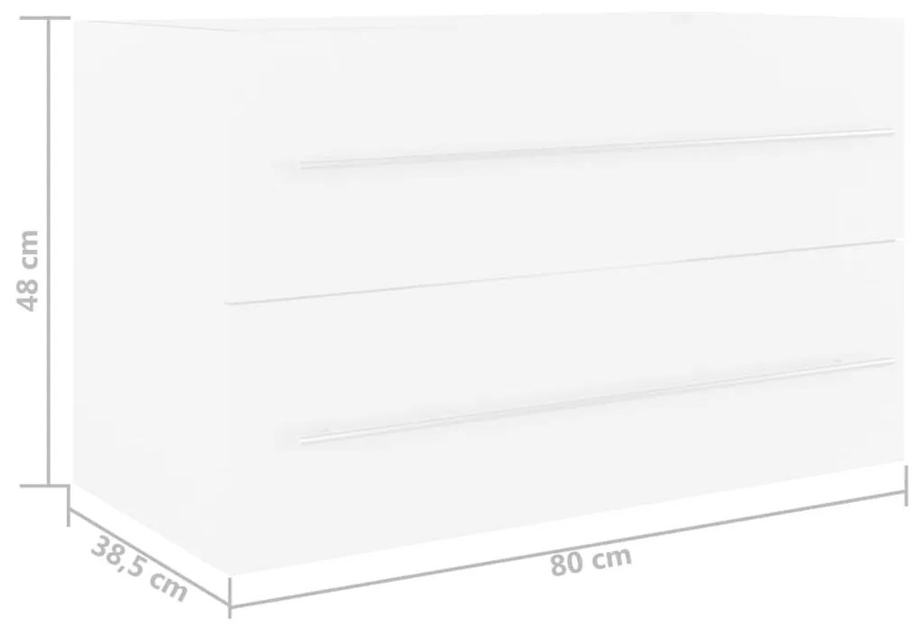 Ντουλάπι Νιπτήρα Λευκό 80 x 38,5 x 48 εκ. από Επεξ. Ξύλο - Λευκό