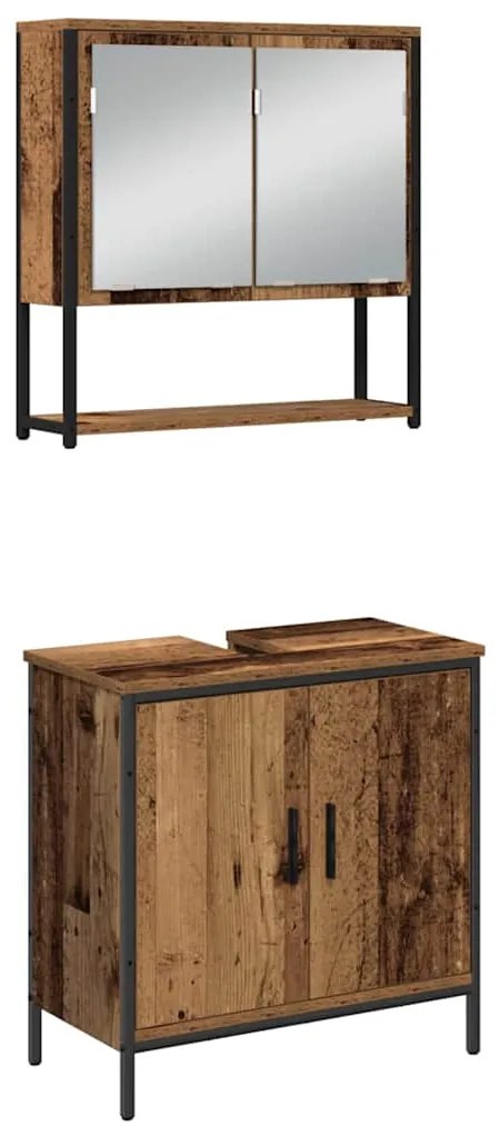 vidaXL Σετ Επίπλων Μπάνιου με ράφι 3 pcs Καφέ 33 x 33 x 185.5 εκ