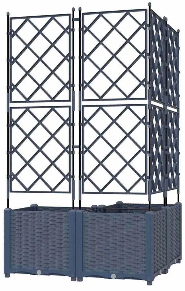 vidaXL Κηποτινάκι με Τρέλα 3 pcs Γκρι 80 x 80 x 143 εκ. PP