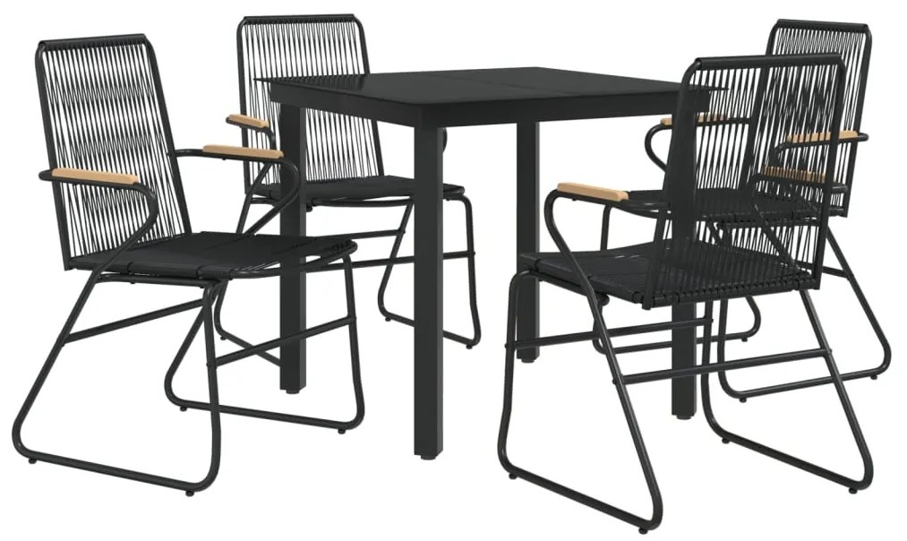 vidaXL Σετ Τραπεζαρίας Κήπου 5 Τεμαχίων Μαύρο από Ρατάν PVC