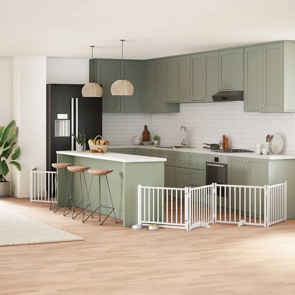 Διαχωριστικό Σκύλων/Πόρτα Πτυσσόμενο 8 Πάνελ 640εκ Ξύλο Λεύκας