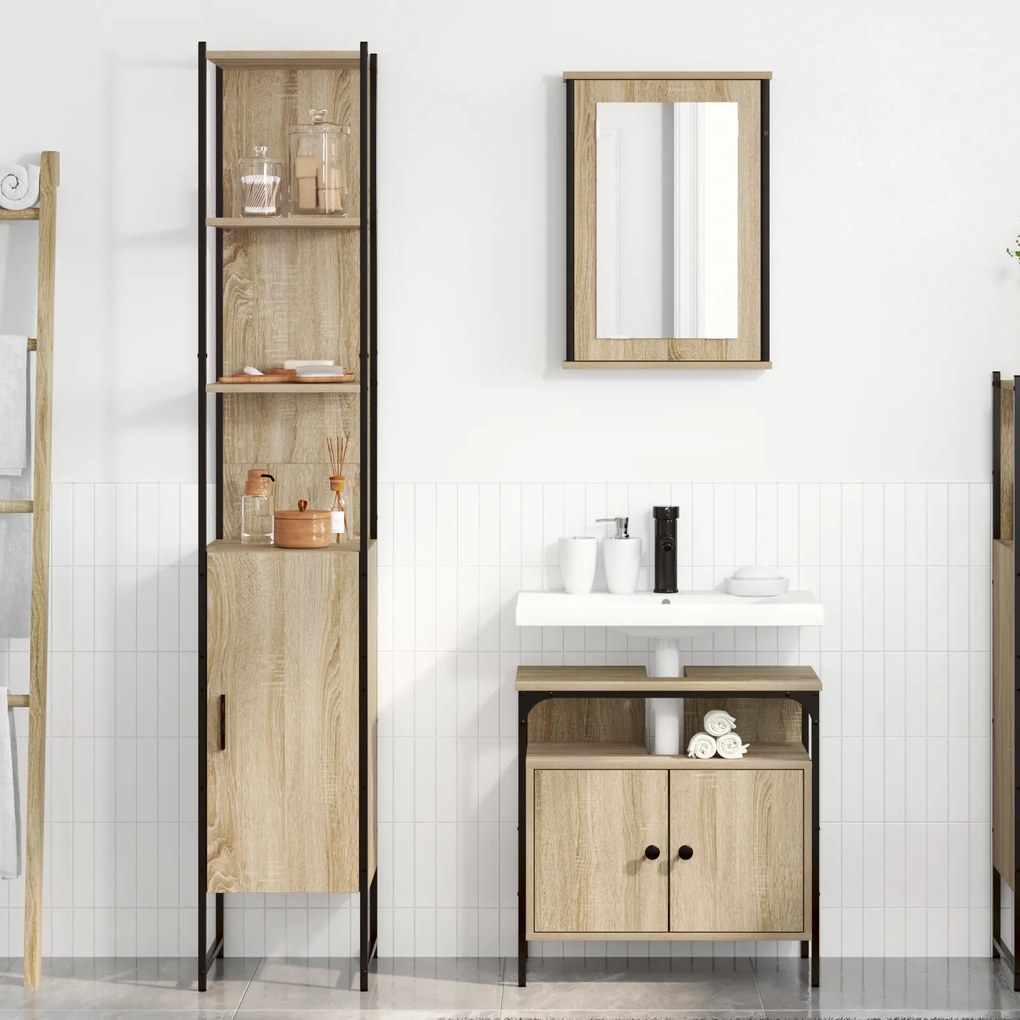 vidaXL Σετ Επίπλων Μπάνιου 3 pcs Sonoma Δρυς 33 x 33 x 185.5 εκ