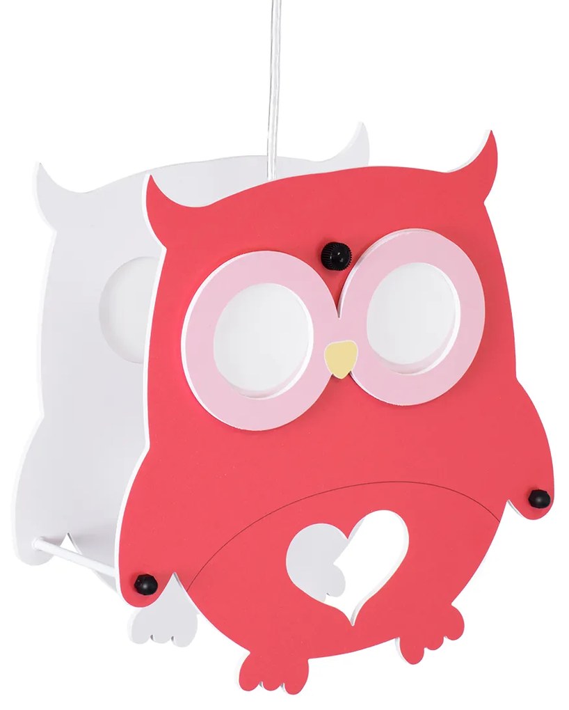 GloboStar® OWL 61576 Μοντέρνο Παιδικό Κρεμαστό Φωτιστικό Οροφής Μονόφωτο 1 x E27 Κόκκινο PVC Φιγούρα Κουκουβάγια Μ29.5 x Π15.5 x Υ30.5cm