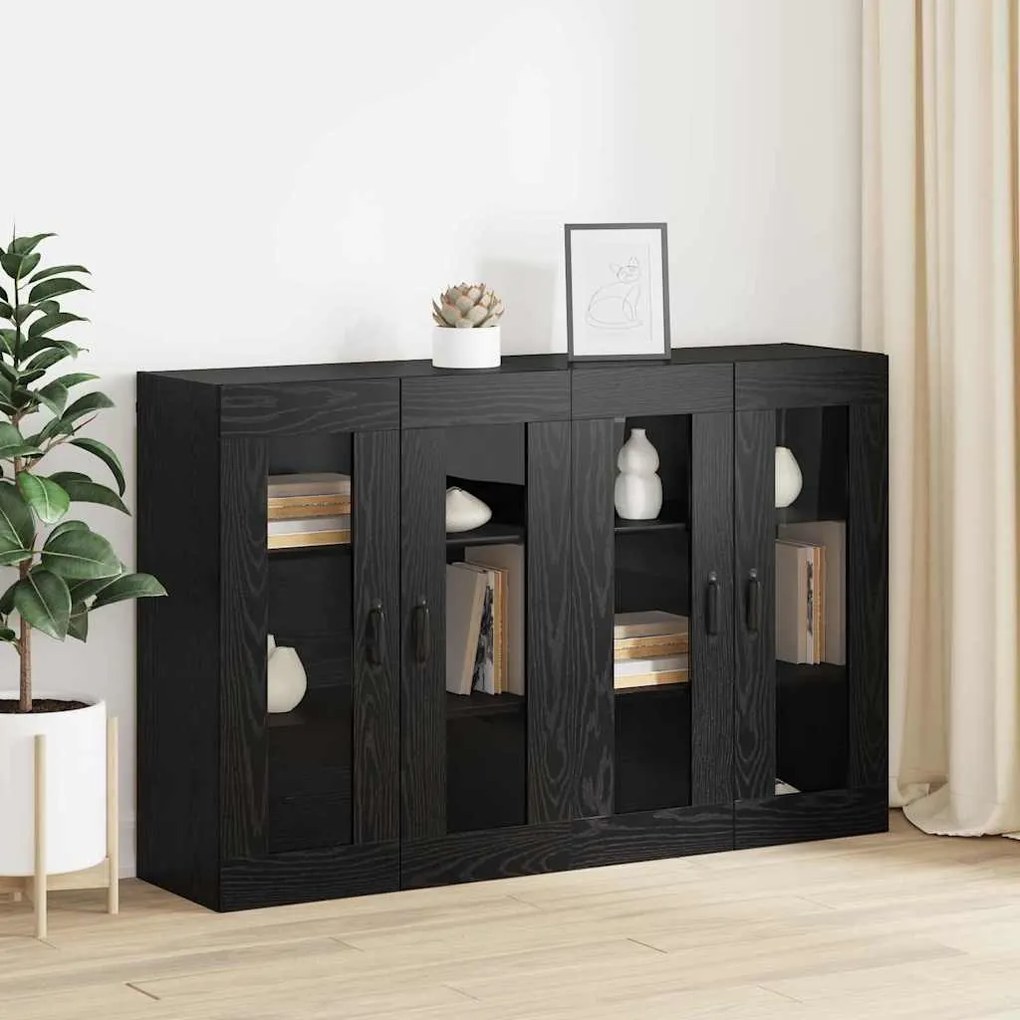 vidaXL Ντουλάπια Τοίχου 2 pcs Μαύρη δρυς 69.5 x 34 x 90 εκ.