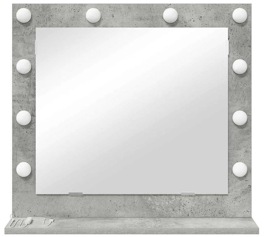 vidaXL Καθρέφτης Vanity με LED Φώτα Γκρι Σκυρόδεμα 60x55x18 εκ.