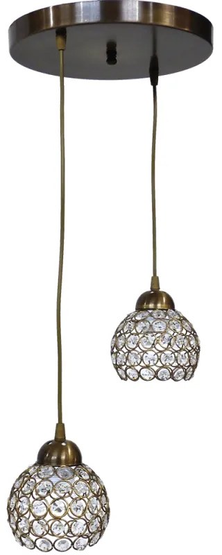 Φωτιστικό Οροφής Chris/2L Pendel Bronze 01-0262 Heronia Crystal, Metal