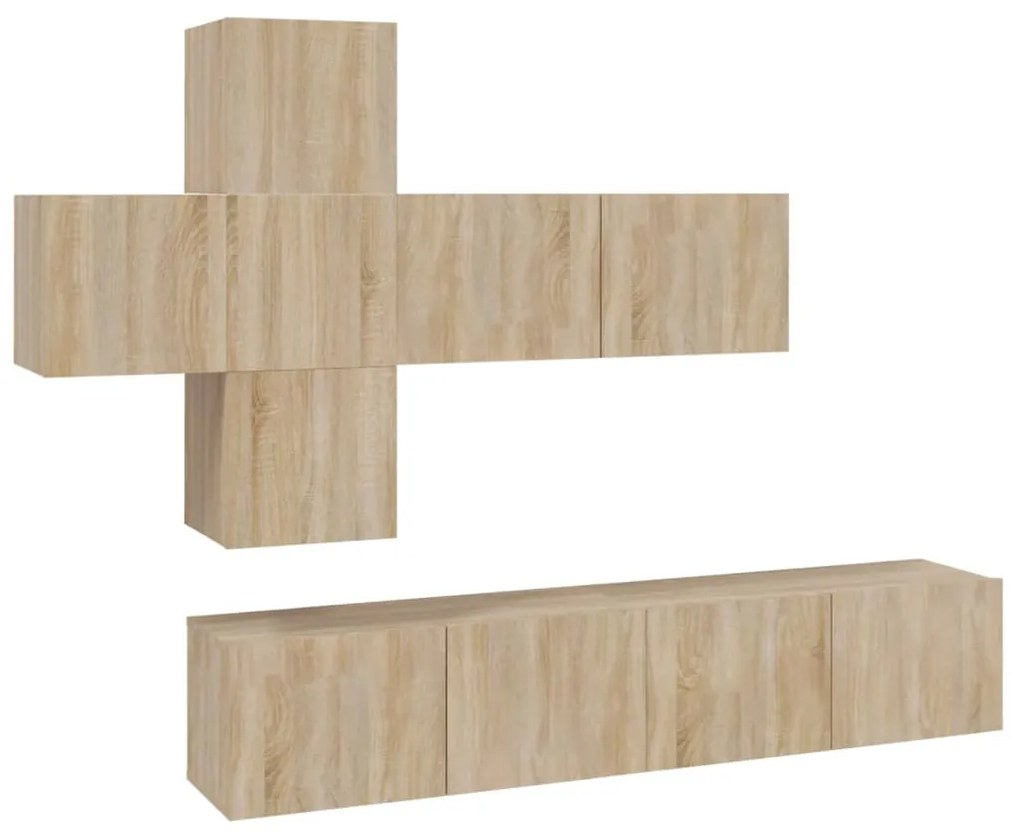 vidaXL Σετ Επίπλων Τηλεόρασης 7 Τεμαχίων Sonoma Δρυς Επεξ. Ξύλο