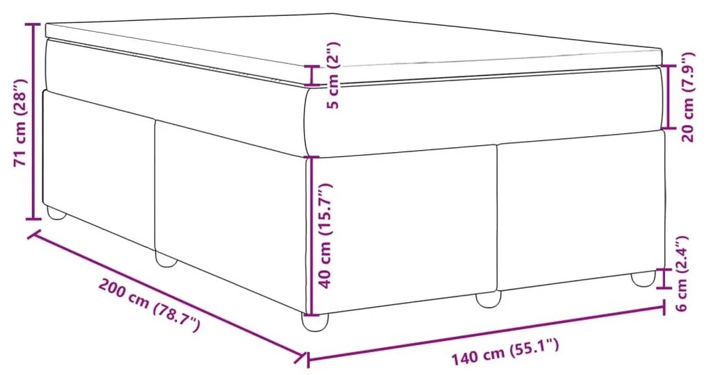 Κρεβάτι Boxspring με Στρώμα Taupe 140x200 εκ. Υφασμάτινο - Μπεζ-Γκρι