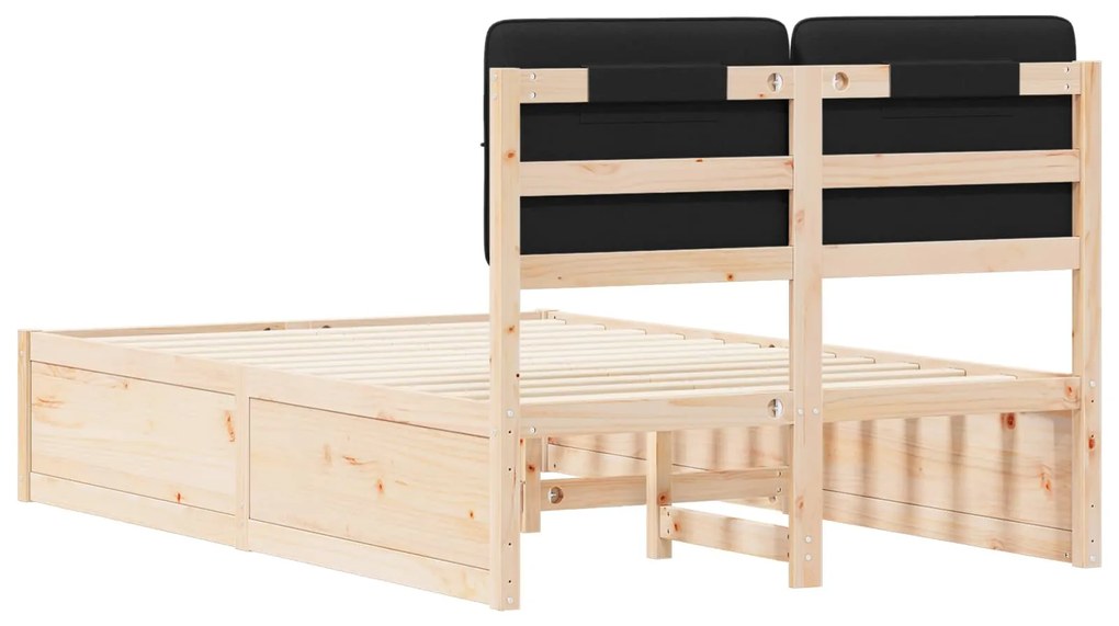 vidaXL Σκελετός Κρεβατιού με Επενδεδυμένο Κεφαλάρι Μαύρο 120 x 200 cm