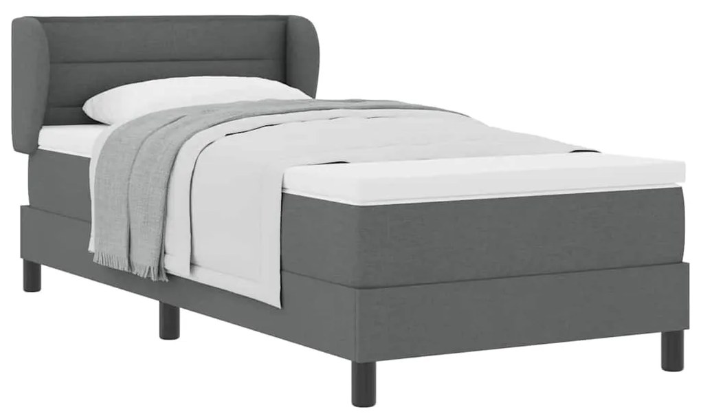 vidaXL Κρεβάτι box spring με στρώμα Σκούρο γκρι 90 x 200 cm ύφασμα