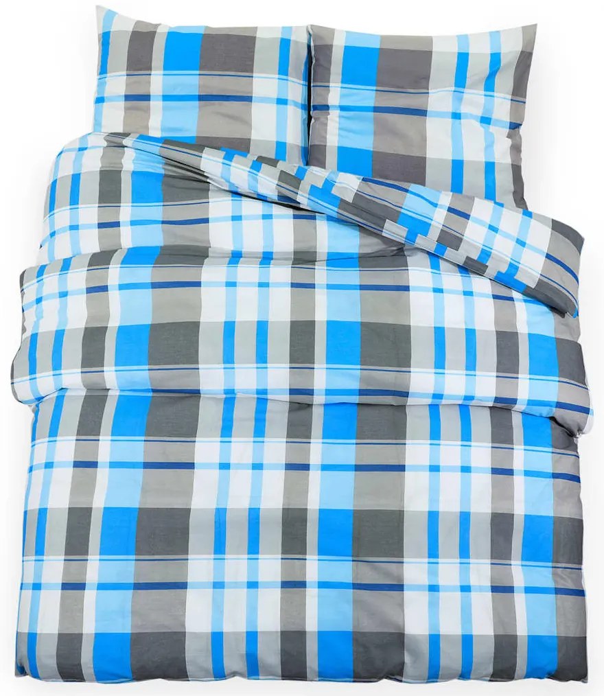 vidaXL Σετ Παπλωματοθήκης Μπλε και Γκρι 200 x 200 εκ. Βαμβακερό