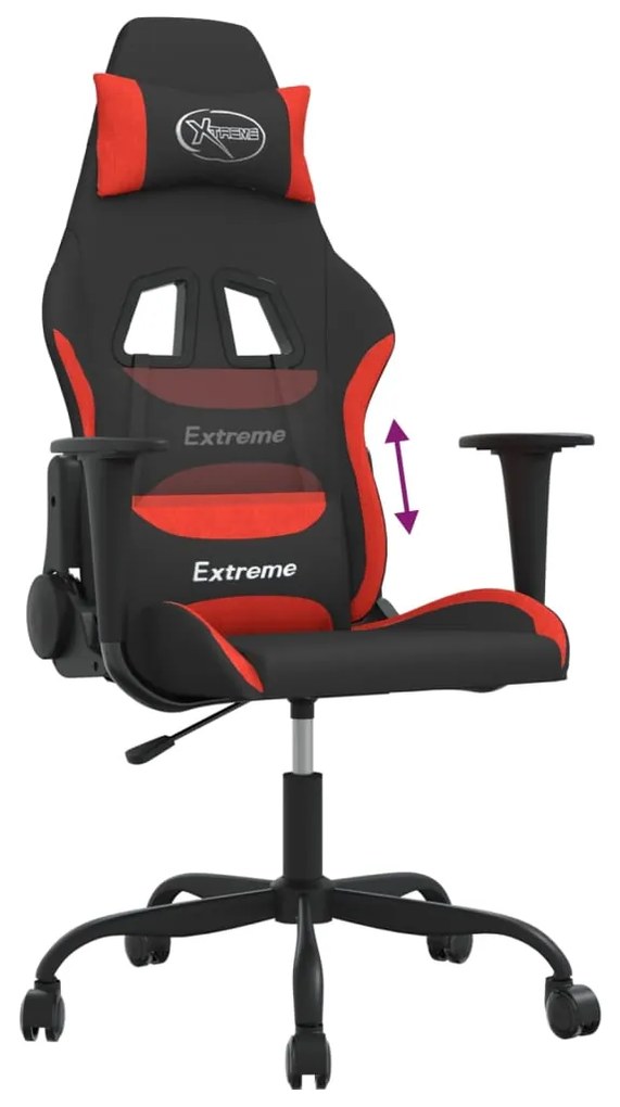 vidaXL Καρέκλα Gaming Μαύρο και κόκκινο Υφασμάτινη
