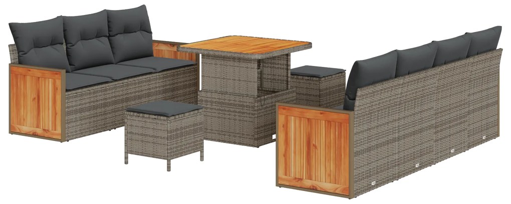 vidaXL Σετ Καναπέ Κήπου με μαξιλάρι 10 pcs Γκρι 80 x 80 x 71 cm