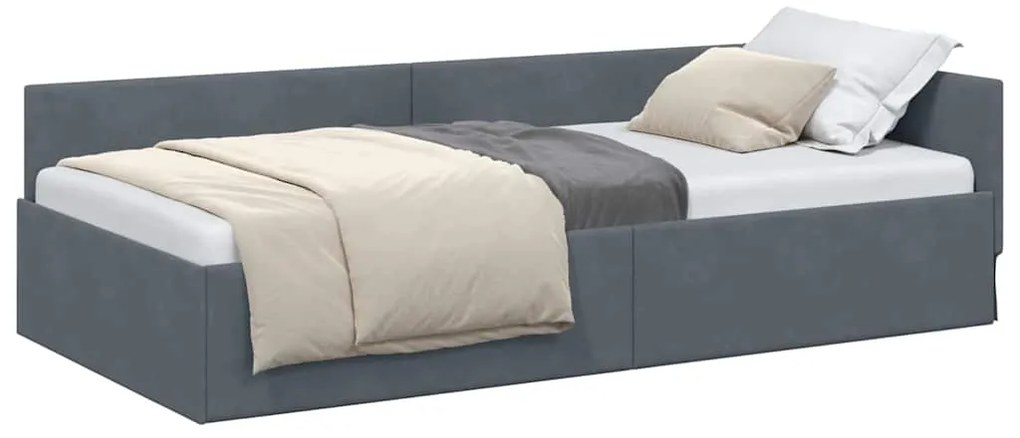 vidaXL Κρεβάτι Γωνίας με κεφαλάρι Σκούρο Γκρι 90 εκ x 190 εκ