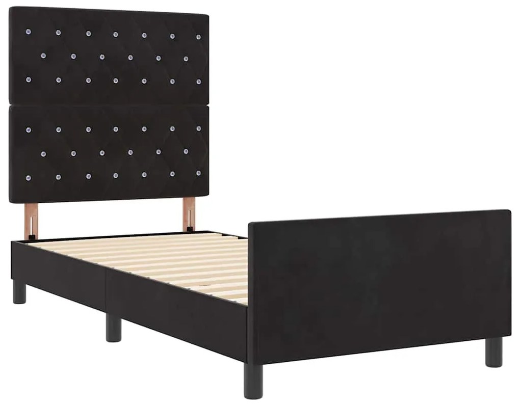 vidaXL Σκελετός Κρεβατιού με κεφαλάρι Μαύρο 90 x 190 cm Βελούδο