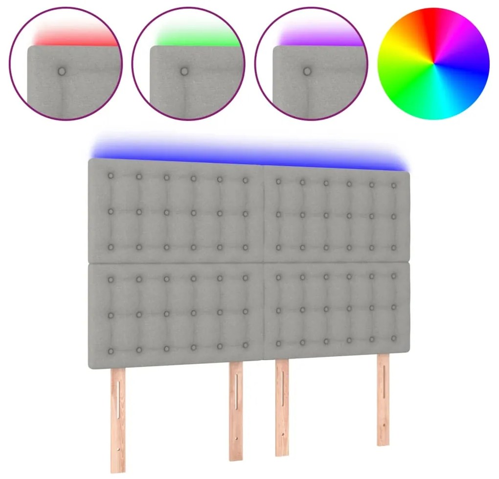 vidaXL Κεφαλάρι Κρεβατιού LED Ανοιχτό Γκρι 144x5x118/128 εκ.