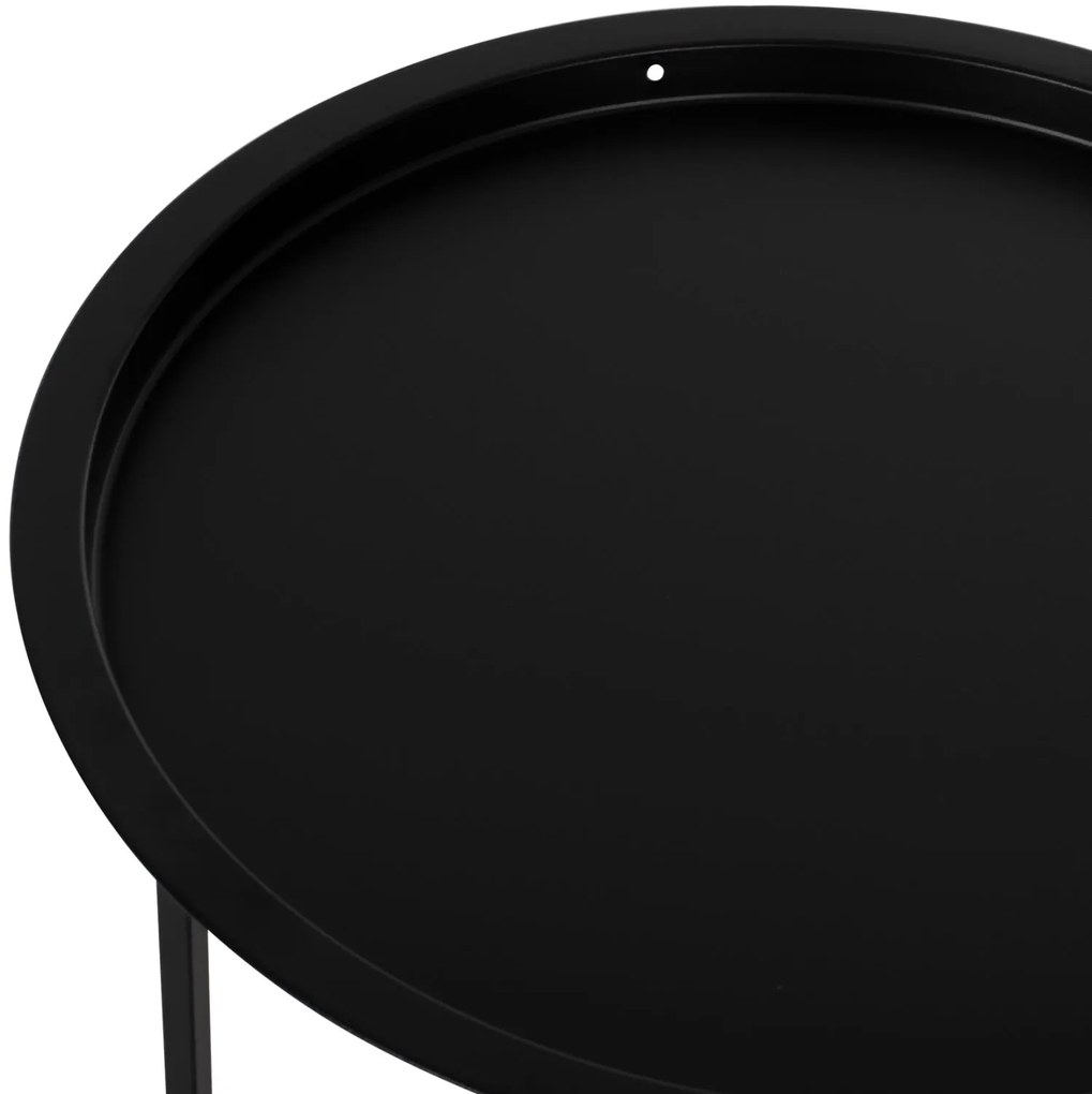 Τραπέζι SAMUEL Χαμηλό Πτυσσόμενο με Αποσπώμενο Δίσκο Μεταλλικό Μαύρο Φ45x52 εκ. 45x45x52 εκ.