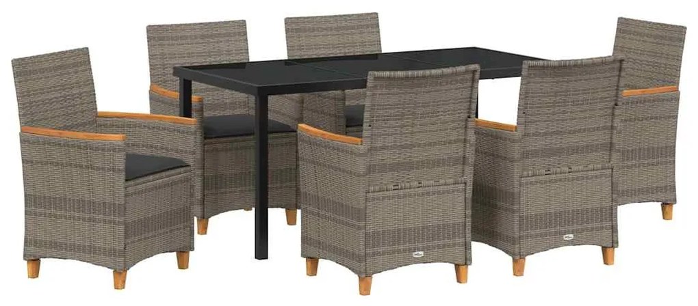 vidaXL Σέτ φαγητού για κήπο 7 pcs Γκρι συνθετικό ρατάν