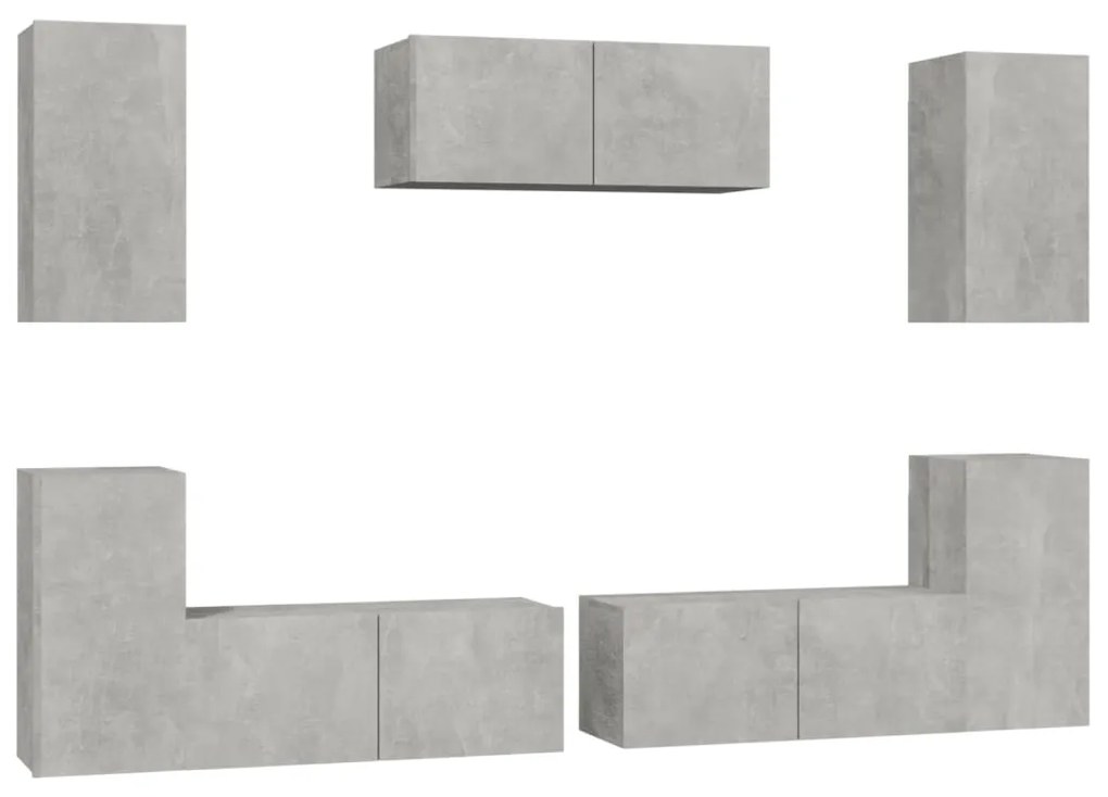 vidaXL Σετ Επίπλων Τηλεόρασης 7 Τεμαχίων Γκρι Σκυρ. Επεξεργασμένο Ξύλο