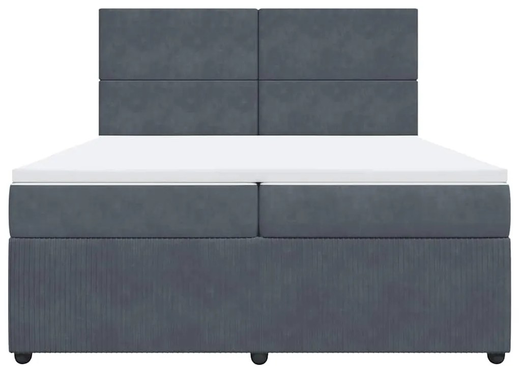 vidaXL Κρεβάτι Boxspring με Στρώμα Σκούρο Γκρι 200x200 εκ. Βελούδινο